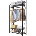 Unho - penderie armoire  vtement - porte manteau chaussures en fer - portant vtement metallique noir ...