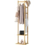 Unho - porte manteau sur pieds bambou 155x38x30cm portant  vtements polyvalent vestiaire d'entre charge ...