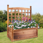 Unho - potager en bois avec treillage bac de fleurs jardinire 63. 5x34x76cm pour plantes grimpantes ...