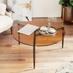 Unho - table basse de salon ronde - meuble salon en verre trempé table basse design moderne pour bureau ... Unho - table basse de salon ronde - meuble salon en verre trempé table basse design moderne pour bureau ...