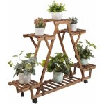 Unho - tag�re echelle en bois � roulette porte plantes fleurs decoratif pour maison jardin terrasse
