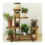 Unho - tag�re � fleurs en bois � roulettes porte plante int�rieur - ext�rieur echelle fleurs pour jardin ...