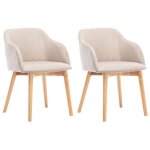 Vente - unique - lot de 2 chaises avec accoudoirs en tissu et bois d'hva - beige - jelisa