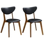 Vente - unique - lot de 2 chaises en simili et bois d'hva naturel fonc - noir - lisette