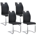Vente - unique - lot de 4 chaises winch - simili noir & blanc - pieds en m�tal chrom�