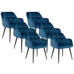 Vente - unique - lot de 6 chaises avec accoudoirs - velours et mtal - bleu - pega de pascal morabito ...