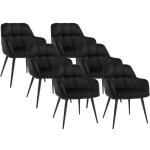 Vente - unique - lot de 6 chaises avec accoudoirs - velours et mtal - noir - pega de pascal morabito ...