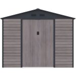 Vente - unique - abri de jardin m�tal en acier galvanis� effet bois gris 8, 94 m� - adelmo