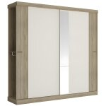 Vente - unique - armoire 2 portes coulissantes - avec miroir - l231cm - coloris : naturel et ivoire - ...