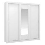 Vente - unique - armoire avec miroir roxane - 3 portes coulissantes - l. 220 cm - blanc Vente - unique - armoire avec miroir roxane - 3 portes coulissantes - l. 220 cm - blanc