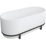 Vente - unique - baignoire �lot ovale avec d�cor m�tal - 230 l - 160 x 74 x 60 cm - blanche - acrylique ...