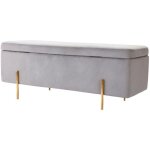 Vente - unique - banc coffre en velours herve - gris clair