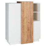Buffet haut francoli - 3 portes et 2 niches - blanc et ch�ne