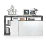 Vente - unique - buffet sefro - 4 portes et 4 niches - blanc laqu� et b�ton