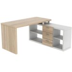 Vente - unique ? bureau d'angle avec rangements ? 3 tiroirs et 2 niches ? mdf et panneau de particule ...