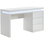 Vente - unique - bureau emerson - 3 tiroirs - mdf laqu blanc - leds