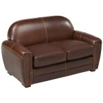 Vente - unique - canap 2 places club 100% cuir vieilli baudoin - marron