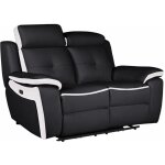 Vente - unique - canap 2 places relax lectrique en cuir angelique - noir / blanc
