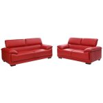 Vente - unique - canap�s 3 places et 2 places en cuir macelo - rouge