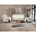 Vente - unique - canaps 3 places 2 places et un fauteuil relax en cuir de buffle pakita - ivoire