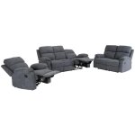 Vente - unique - canapés 3 places 2 places et un fauteuil relax en tissu tolzano - anthracite Vente - unique - canapés 3 places 2 places et un fauteuil relax en tissu tolzano - anthracite
