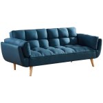 Vente - unique - canap� 3 places convertible clic - clac en tissu bleu loeline