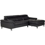 Vente - unique - canap d'angle cuir mishima - noir - angle droit