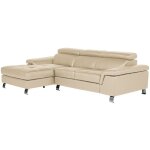 Vente - unique - canap� d'angle cuir mishima - taupe - angle gauche