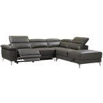 Vente - unique - canap d'angle droit relax lectrique en cuir gris anthracite pascaline