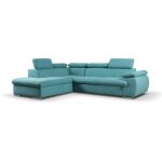 Vente - unique - canapé d'angle gauche convertible en tissu turquoise avec coffre de rangement fabien ... Vente - unique - canapé d'angle gauche convertible en tissu turquoise avec coffre de rangement fabien ...