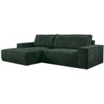 Vente - unique - canap� d'angle gauche convertible en velours c�tel� vert sapin amelia
