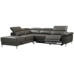 Vente - unique - canap d'angle gauche relax lectrique en cuir gris anthracite pascaline