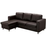 Vente - unique ? canap� d'angle r�versible 4 places en simili marron chocolat ? structure bois et m�tal ...