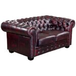 Vente - unique - canap chesterfield 2 places brenton 100% cuir de buffle - bordeaux