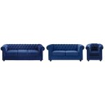 Vente - unique ? canap� chesterfield 3 places en velours bleu roi ? dossier capitonn� ? charge maximale ...