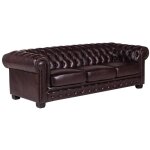 Vente - unique - canap chesterfield 4 places brenton 100% cuir de buffle bordeaux