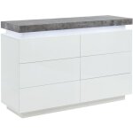 Vente - unique - commode halo ii - 6 tiroirs - mdf laqu� - avec leds - coloris : blanc et b�ton