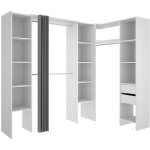 Vente - unique - dressing d'angle extensible dorian - l164 / 234 cm - blanc et gris Vente - unique - dressing d'angle extensible dorian - l164 / 234 cm - blanc et gris
