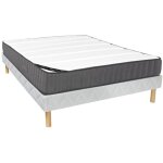 Ensemble 160 x 200 cm sommier + matelas hybride ressorts ensach�s 7 zones et mousse haute r�silience ...
