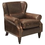 Fauteuil 100% cuir edouard - marron