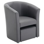 Vente - unique - fauteuil cabriolet et pouf en simili gris jovana