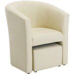 Vente - unique ? fauteuil cabriolet en simili beige avec pouf int�gr� ? dimensions 65x74x64 cm ? charge ...
