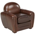 Vente - unique - fauteuil club 100% cuir vieilli baudoin - marron Vente - unique - fauteuil club 100% cuir vieilli baudoin - marron