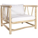 Fauteuil de jardin en teck avec accoudoirs et coussins - naturel clair et blanc - tulum de mylia
