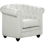 Vente - unique - fauteuil en simili chesterfield - blanc