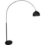 Grand lampadaire arc - mtal et marbre - h. 180 cm - noir mat - ombrage