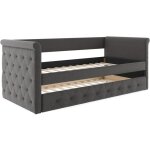 Vente - unique - lit banquette gigogne capitonn louise - 2x90x190cm - tissu gris