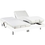 Vente - unique - lit lectrique de relaxation tout plots + matelas latex - 2 x 70 x 190 cm - blanc - ...