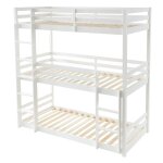 Vente - unique - lits superpos�s triple - 3 x 90 x 200 cm - pin - blanc - vagar