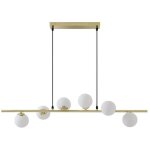 Vente - unique - lustre en mtal et verre 6 globes - l. 100 x p. 24, 5 cm - dor brillant - inunta